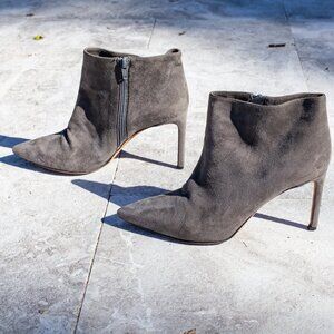 Vince Grey Suede Stiletto Ankle Bootie Size 40